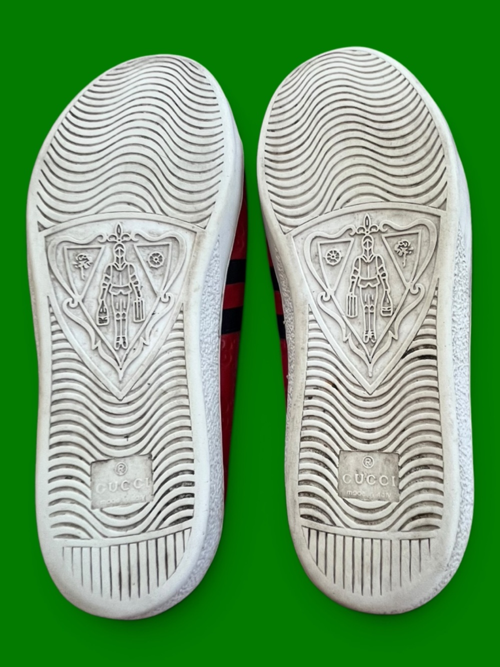 Gucci Ace Web GG Monogram Low Top Sneakers Red Leather US 11 EU 44 Pre Owned - Picture 8 of 10